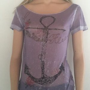 Cute "We The Free" Purple Anchor Sheer SS T-Shirt